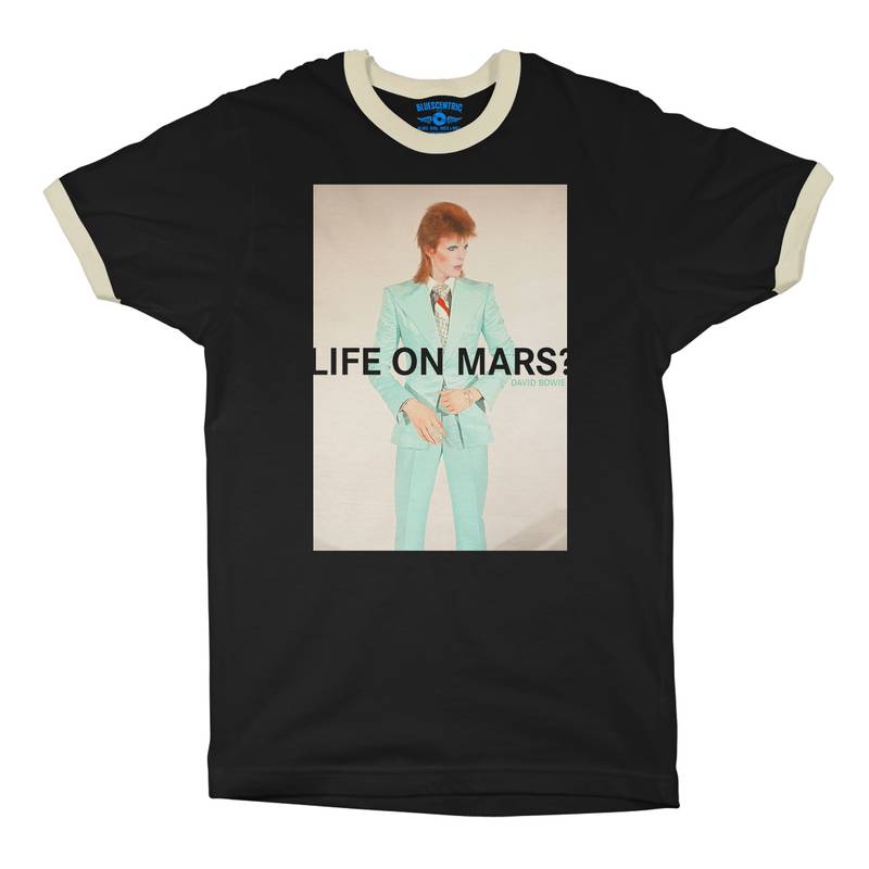 David Bowie Life on Mars? Ringer T-Shirt in Black Natural