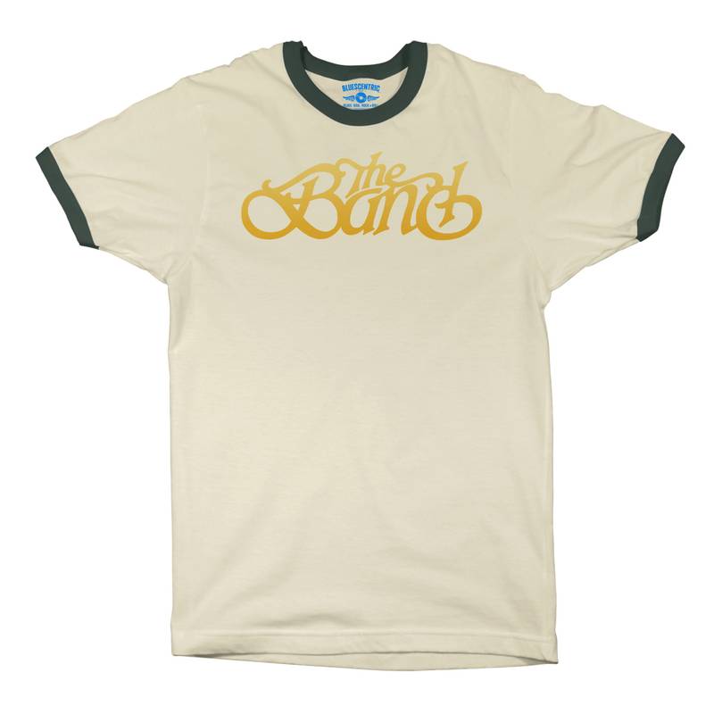 The Band Gold Logo Ringer T-Shirt in Natural Forest Green
