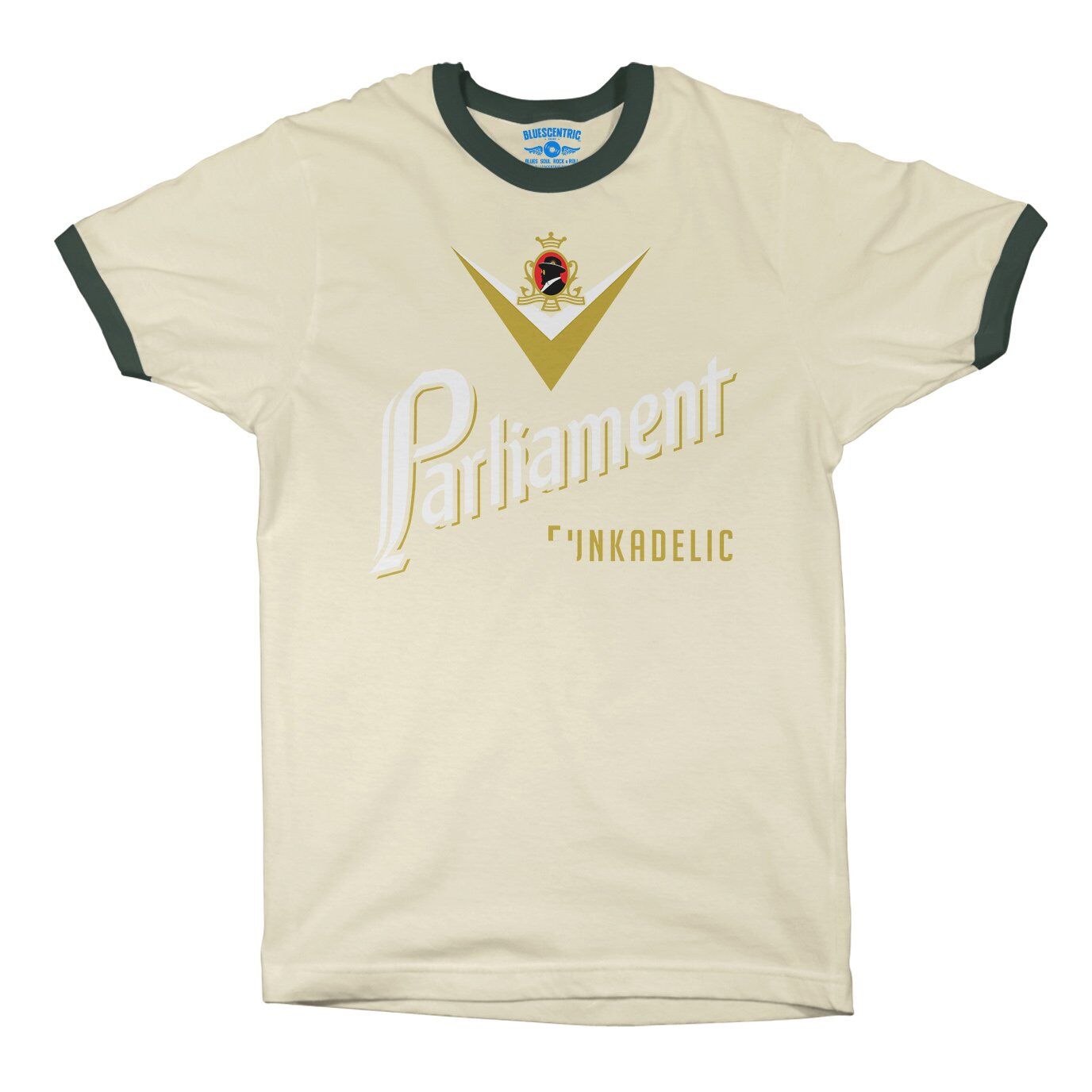 Parliament Funkadelic Cig Logo Ringer T-Shirt in Natural Forest Green