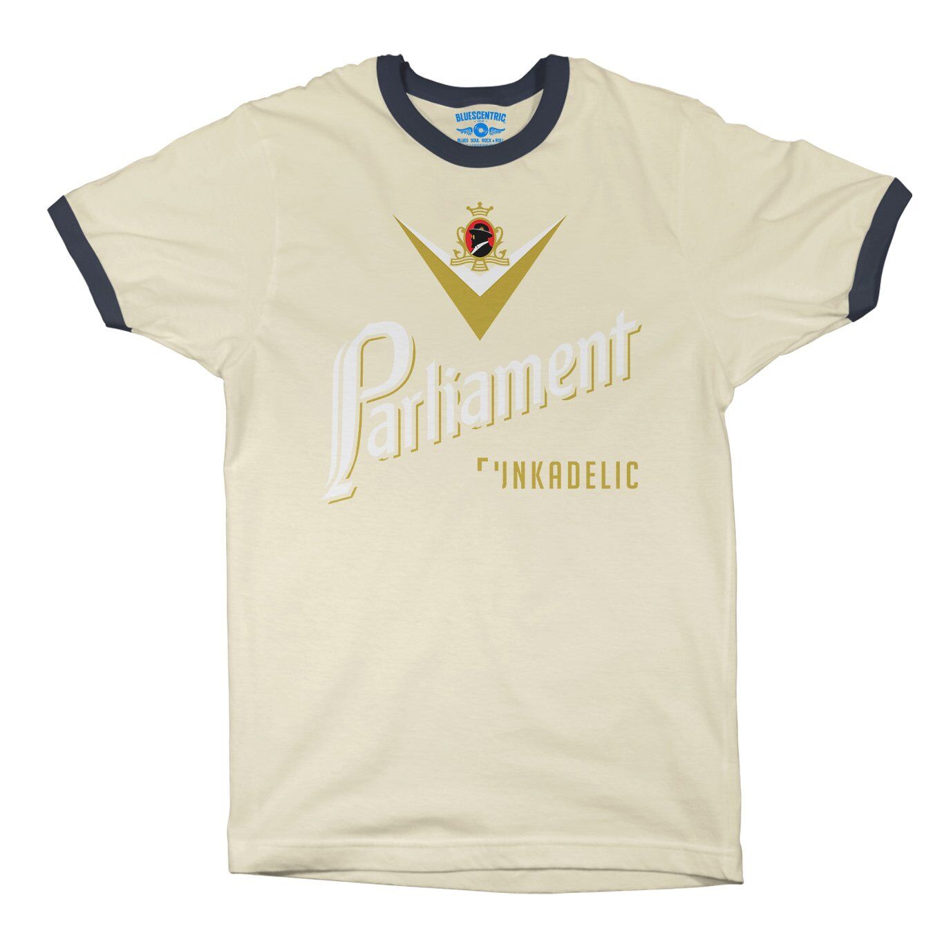 Parliament Funkadelic Cig Logo Ringer T-Shirt in Natural Midnight Navy