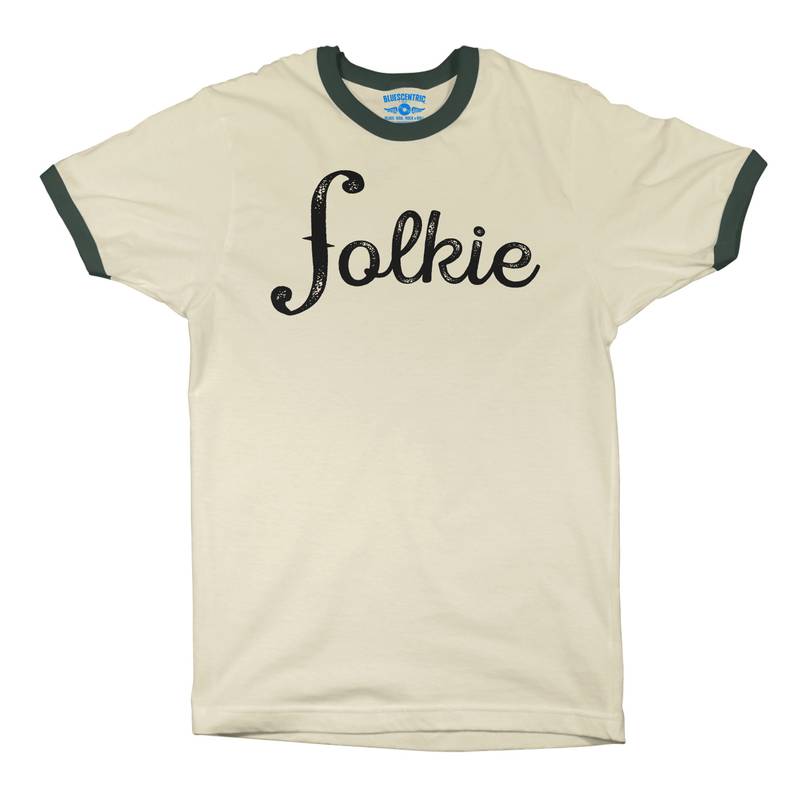 Folkie Ringer T-Shirt in Natural Forest Green