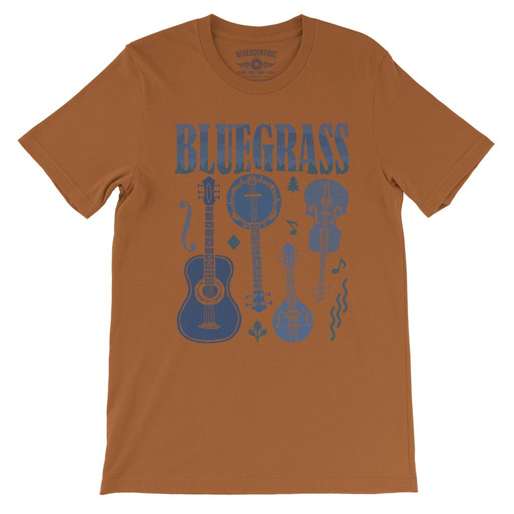 Bluegrass Instrument T-Shirt - Lightweight Vintage Style - Burnt Orange