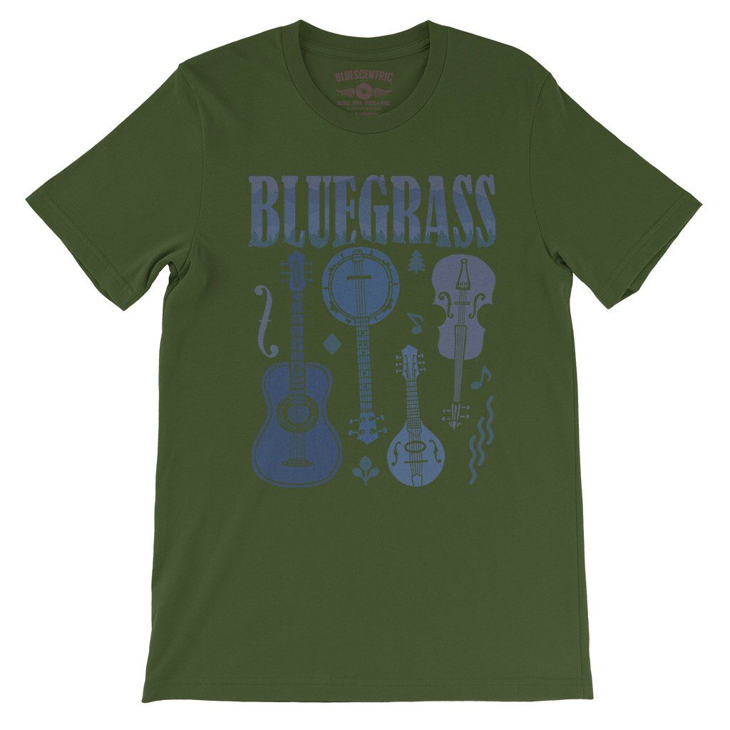 Bluegrass Instrument T-Shirt - Lightweight Vintage Style - Olive