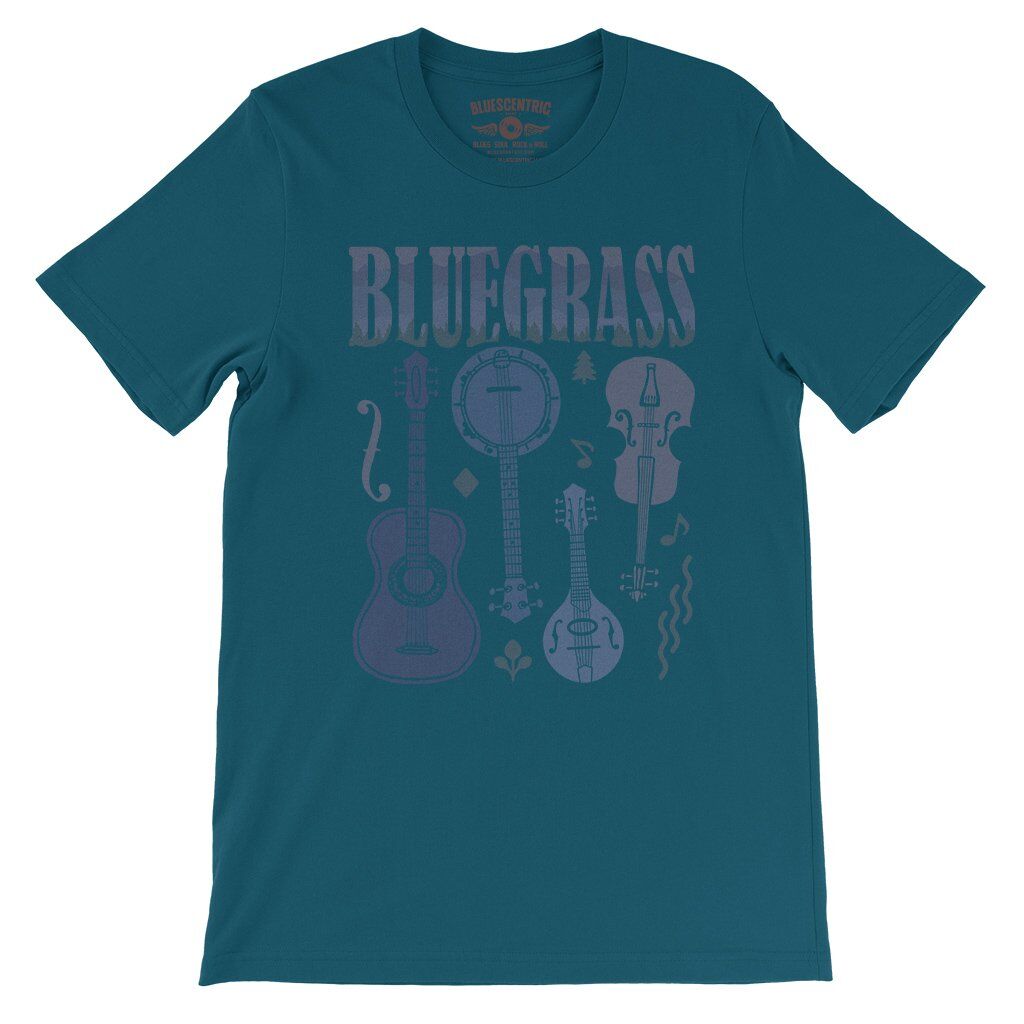 Bluegrass Instrument T-Shirt - Lightweight Vintage Style - Deep Teal