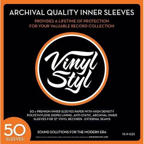 Vinyl Styl® VS-P-023 12 Inch Archival Inner Record Sleeves - HDPE-Lined - 50 Count (White) Bags / Sleeves (Large Item, Audiophile, White)