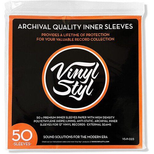 Vinyl Styl® VS-P-023 12 Inch Archival Inner Record Sleeves - HDPE-Lined - 50 Count (White) Bags / Sleeves (Large Item, Audiophile, White)