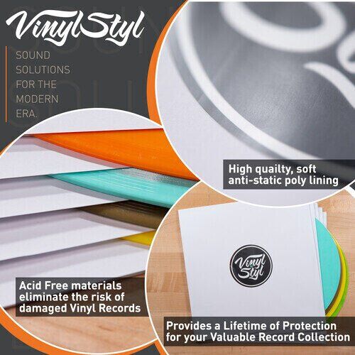 Vinyl Styl® VS-P-023 12 Inch Archival Inner Record Sleeves - HDPE-Lined - 50 Count (White) Bags / Sleeves (Large Item, Audiophile, White)