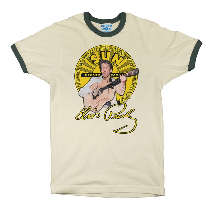 Elvis Presley 1955 Ringer T-Shirt in Natural Forest Green