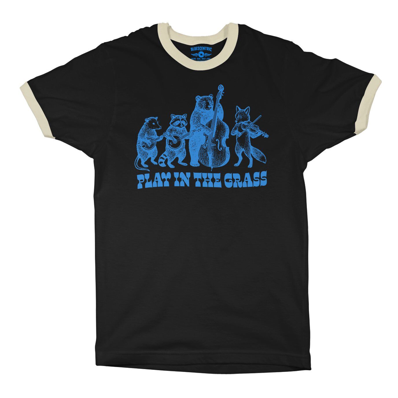 Play In the Grass Bluegrass Ringer T-Shirt in Black Natural