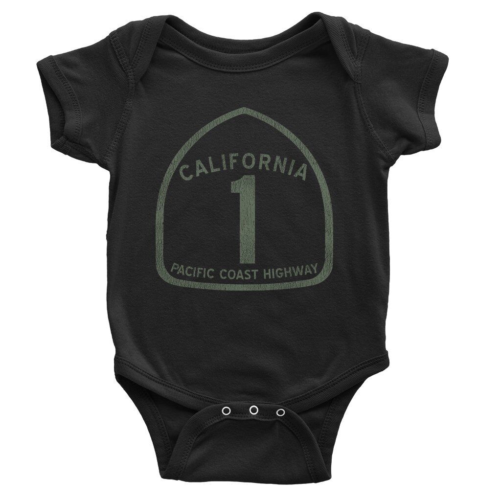 California Pacific Coast Highway Baby Onesie - Black