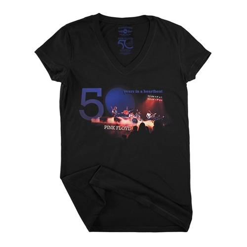 Pink Floyd 50 Years in a Heartbeat V-Neck T Shirt - Women's