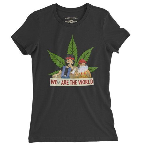 Animated Cheech & Chong Weed Are The World Ladies T Shirt - Relaxed Fit