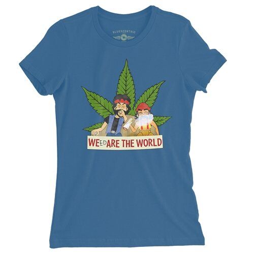 Animated Cheech & Chong Weed Are The World Ladies T Shirt - Relaxed Fit