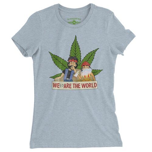 Animated Cheech & Chong Weed Are The World Ladies T Shirt - Relaxed Fit