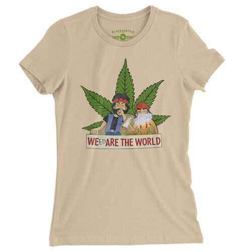 Animated Cheech & Chong Weed Are The World Ladies T Shirt - Relaxed Fit