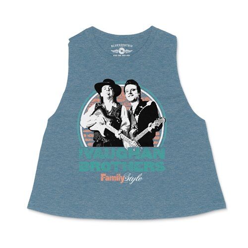 Jimmie & Stevie Ray Vaughan Family Style Racerback Crop Top - Women's