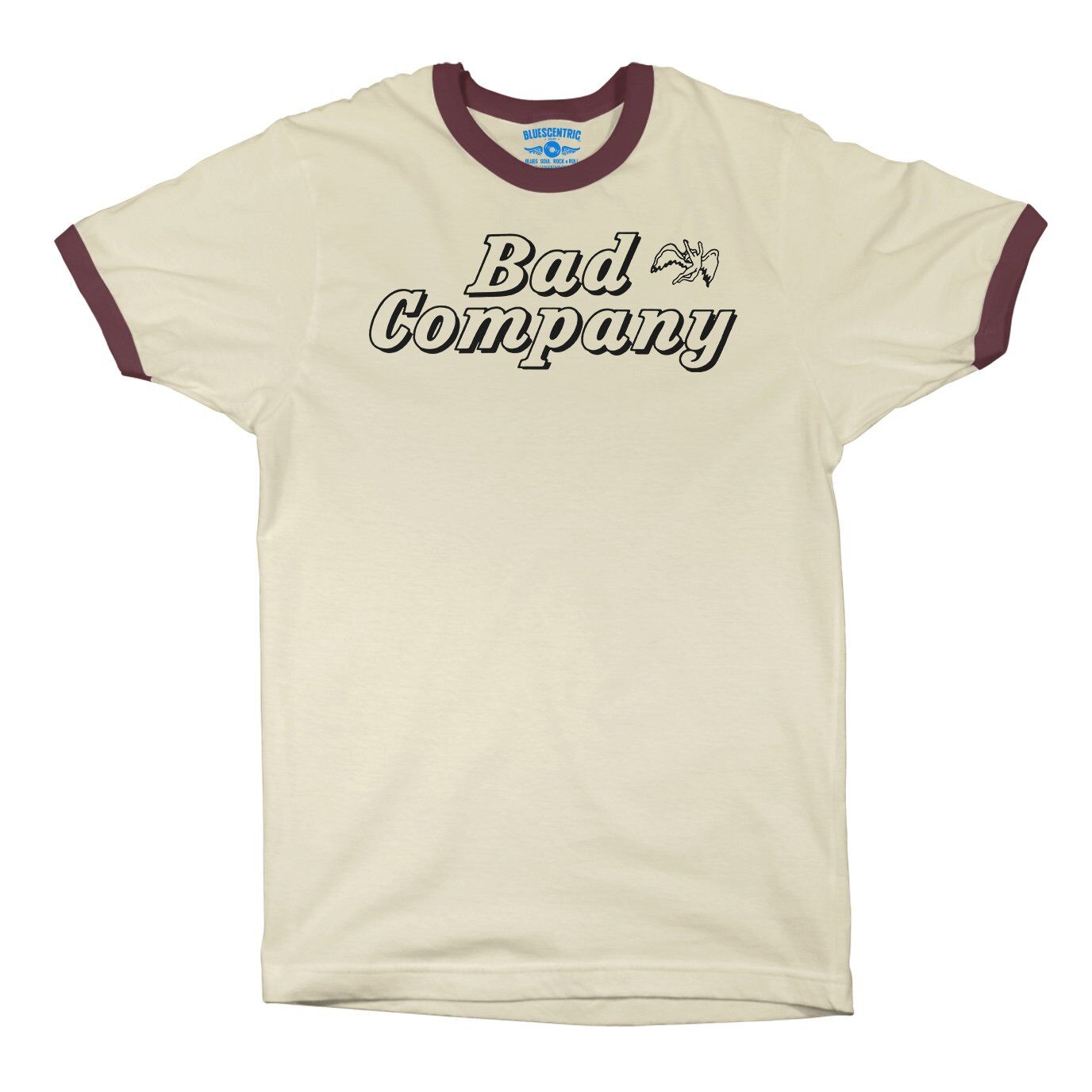 Vintage Bad Company Icarus Ringer T-Shirt in Natural Maroon