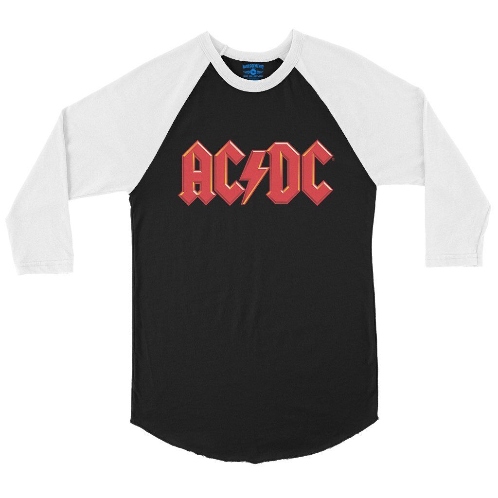 Red AC/DC Logo Baseball T-Shirt in Black White