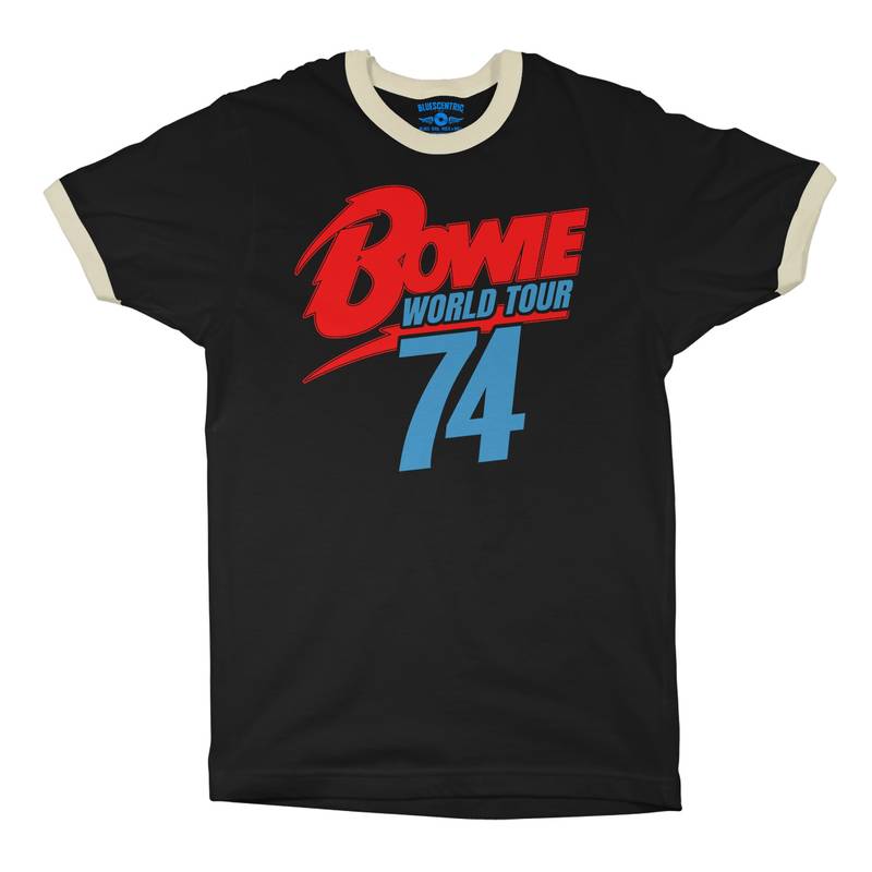 David Bowie ’74 Vintage Tour Ringer T-Shirt in Black Natural