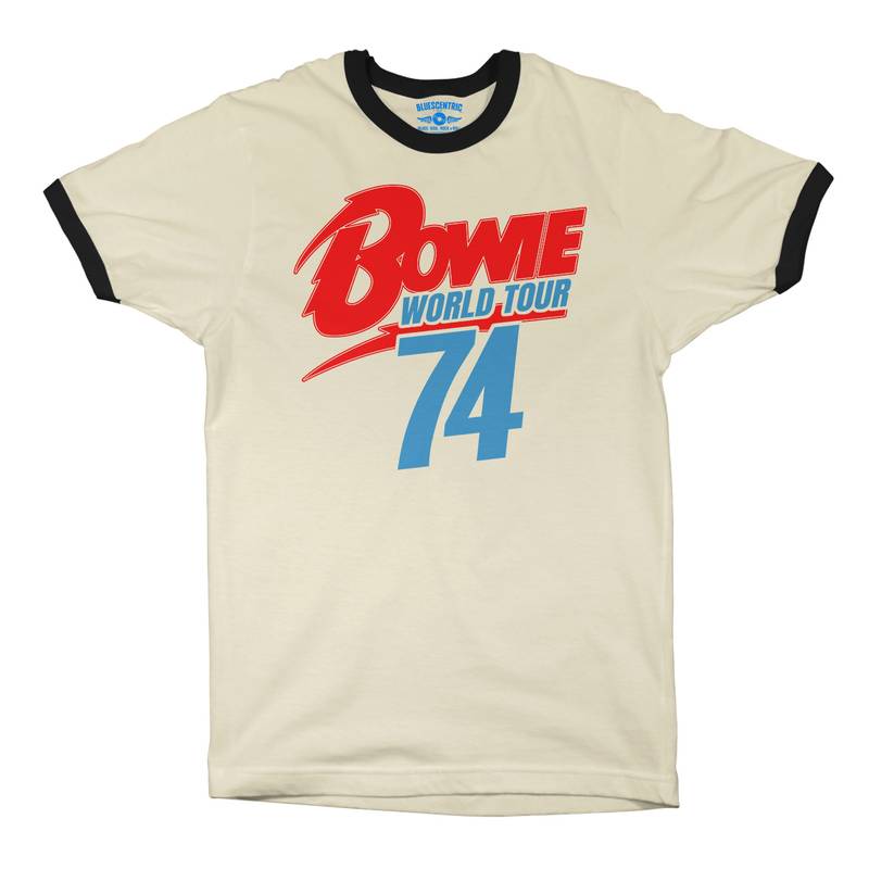 David Bowie ’74 Vintage Tour Ringer T-Shirt in Natural Black