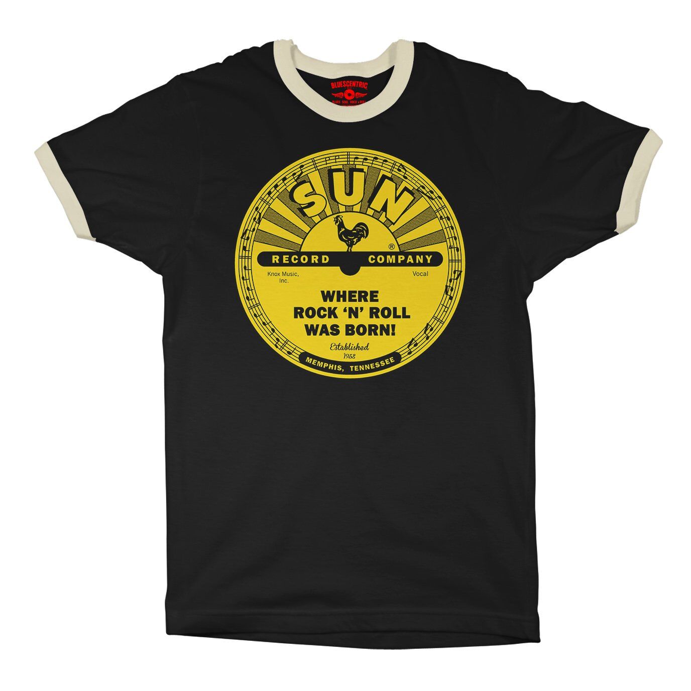 Sun Records Where Rock n Roll Was born Ringer T-Shirt - Black-Cream