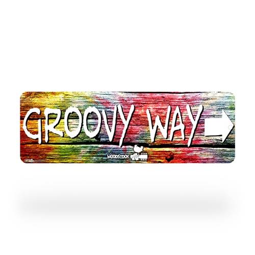 Woodstock Groovy Way Aluminum Sign - 6 x 18 in
