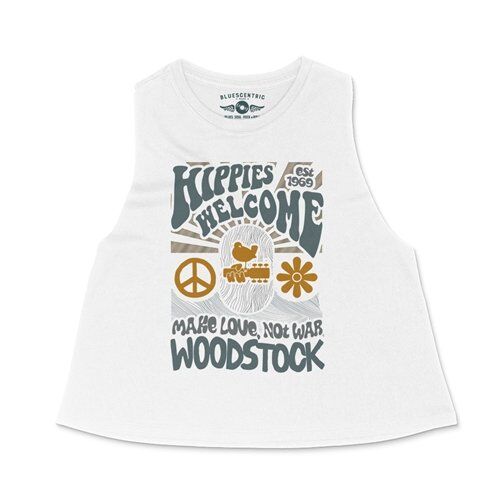 Hippies Welcome Love Woodstock Racerback Crop Top - Women's