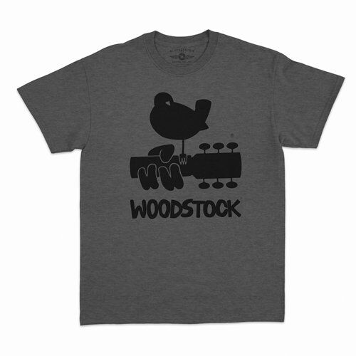 Woodstock Black Bird & Guitar Logo T-Shirt - Classic Heavy Cotton