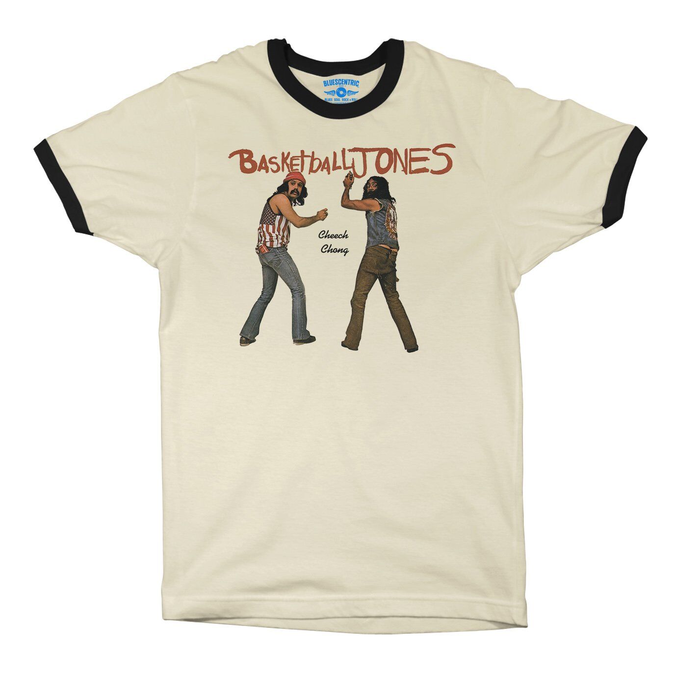 Cheech & Chong Basketball Jones Ringer T-Shirt in Natural Black