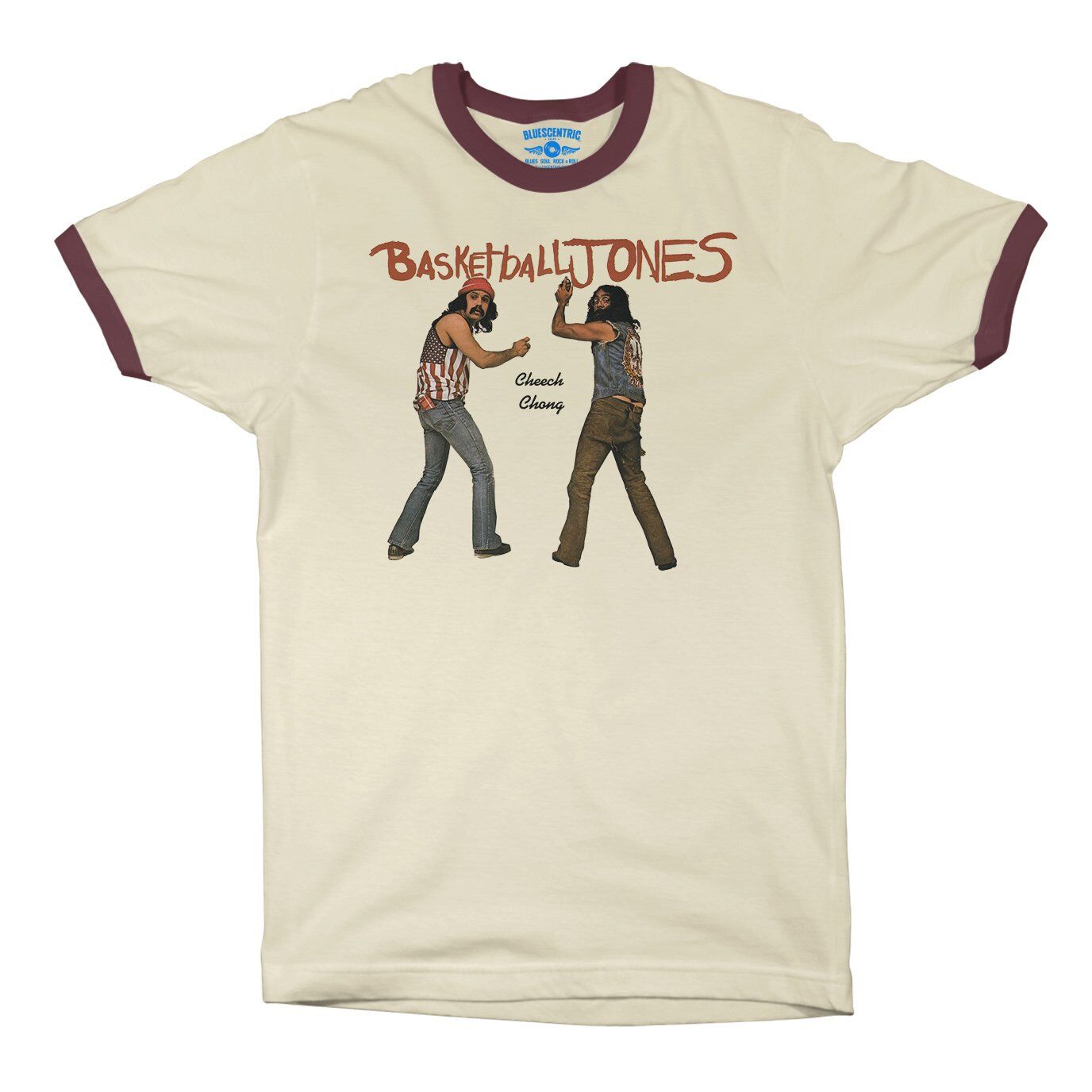Cheech & Chong Basketball Jones Ringer T-Shirt in Natural Maroon