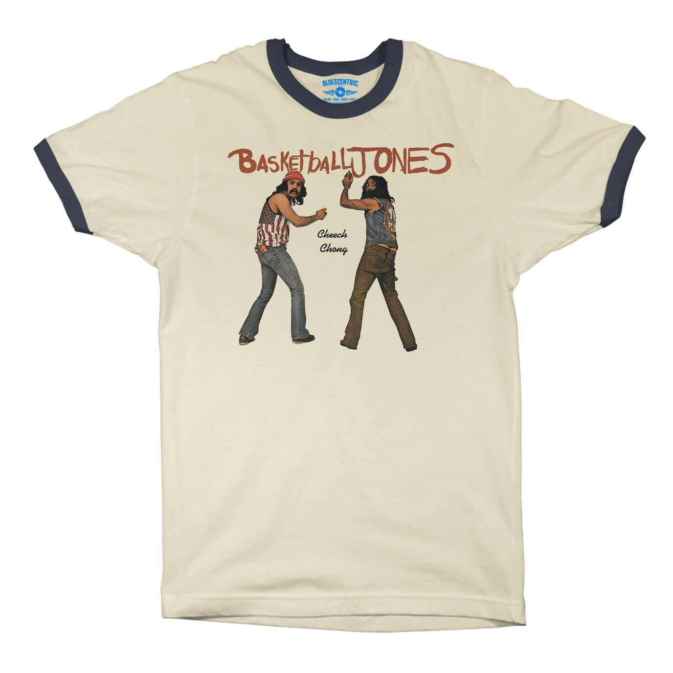 Cheech & Chong Basketball Jones Ringer T-Shirt in Natural Midnight Navy