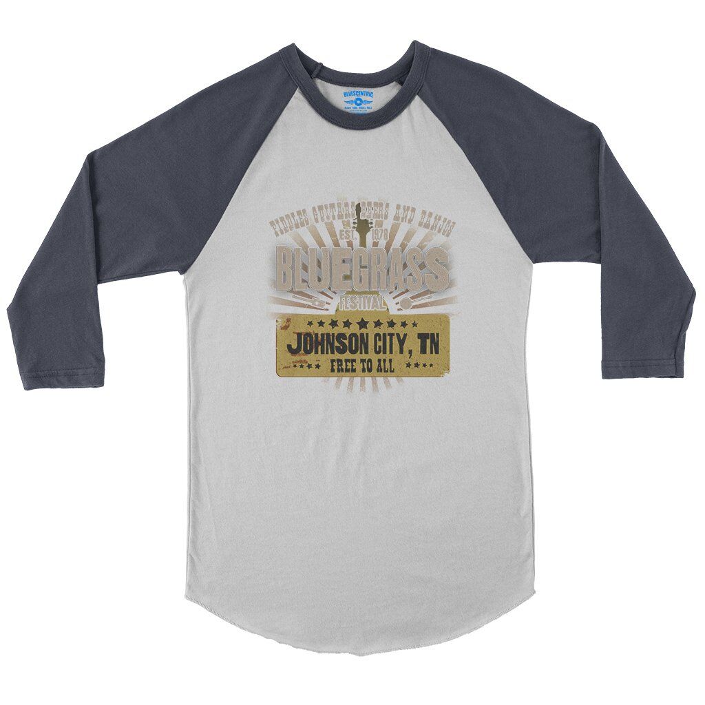 Bluegrass Festival Baseball T-Shirt in White Navy
