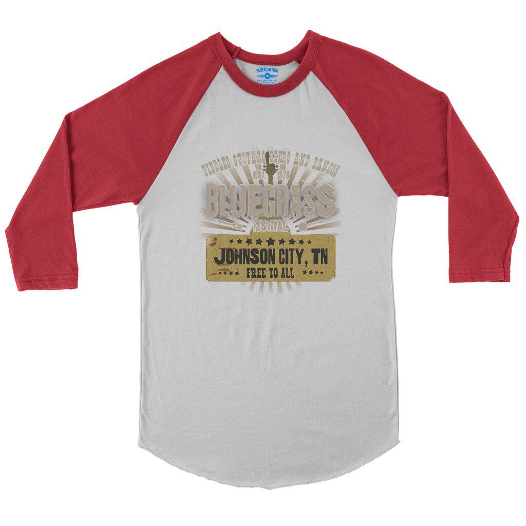 Bluegrass Festival Baseball T-Shirt in White Red