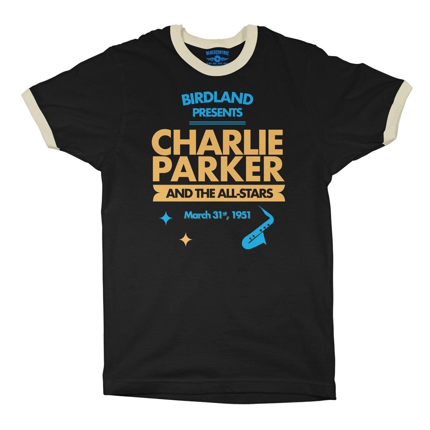Charlie Parker Birdland Vintage Concert Ringer T-Shirt in Black Natural