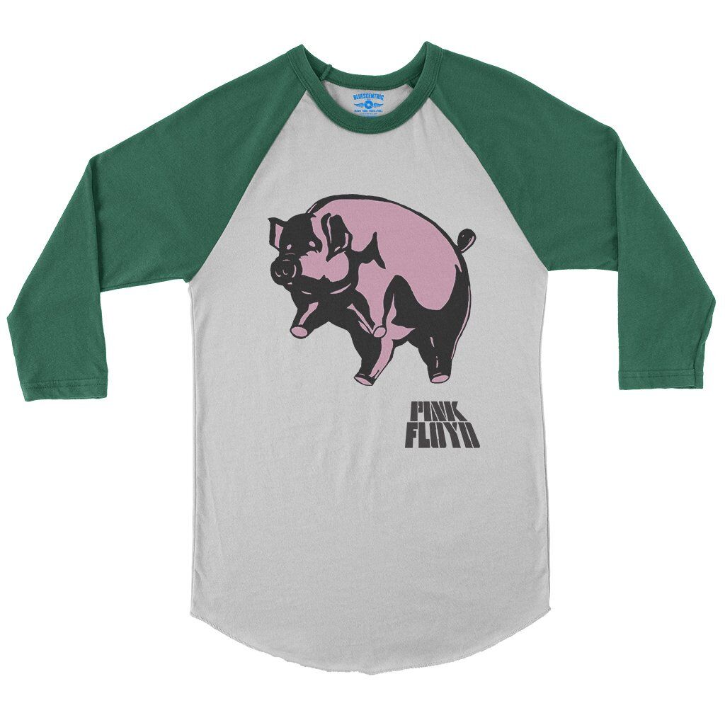 Pink Floyd Algie Pig Baseball T-Shirt in White Kelly