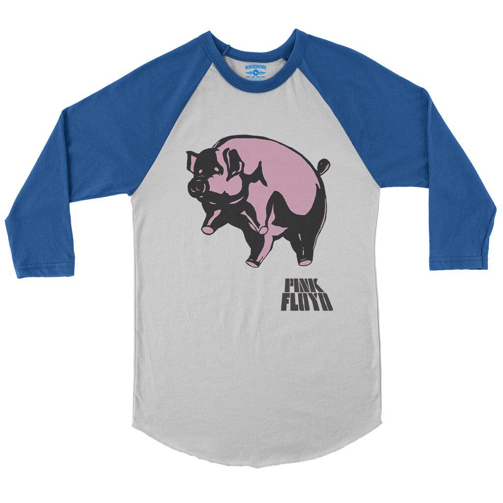 Pink Floyd Algie Pig Baseball T-Shirt in White True Royal