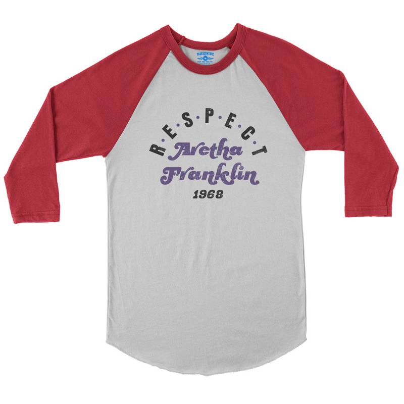 RESPECT Aretha Franklin 1968 Baseball T-Shirt in White Red