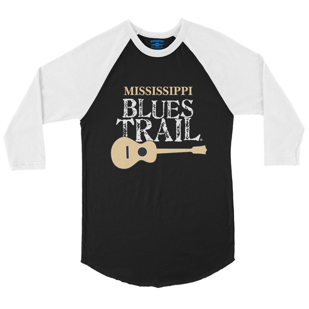 Mississippi Blues Trail Baseball T-Shirt in Black White