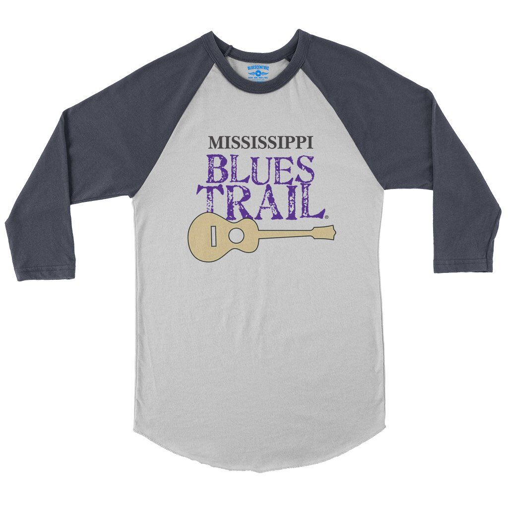 Mississippi Blues Trail Baseball T-Shirt in White Navy