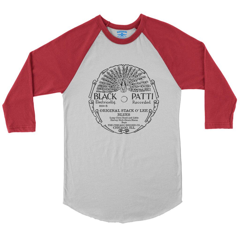 Black Patti Stack O’ Lee Record Baseball T-Shirt in White Red