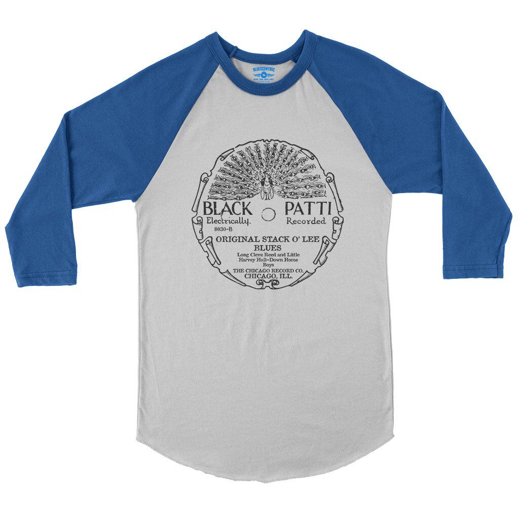 Black Patti Stack O’ Lee Record Baseball T-Shirt in White True Royal