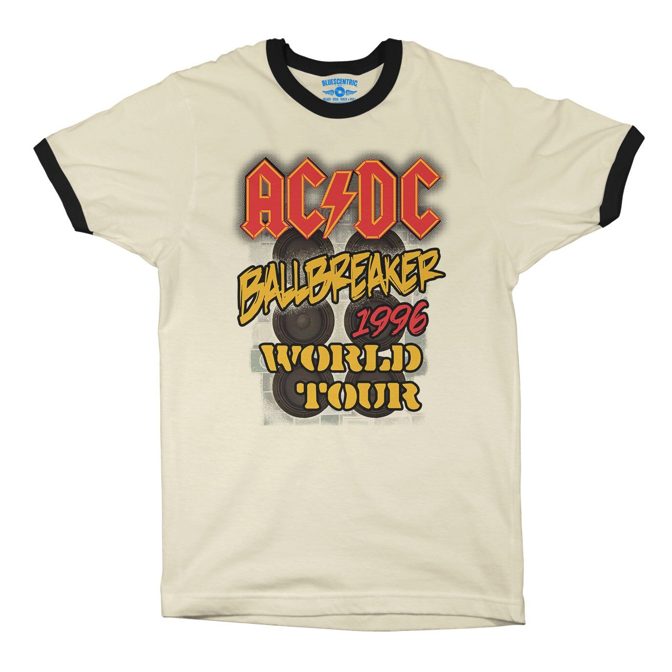 AC/DC Ballbreaker World Tour Ringer T-Shirt in Natural Black