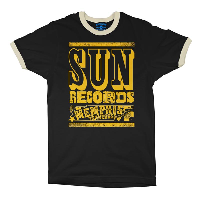 Sun Records Tennessee Home Ringer T-Shirt in Black Natural
