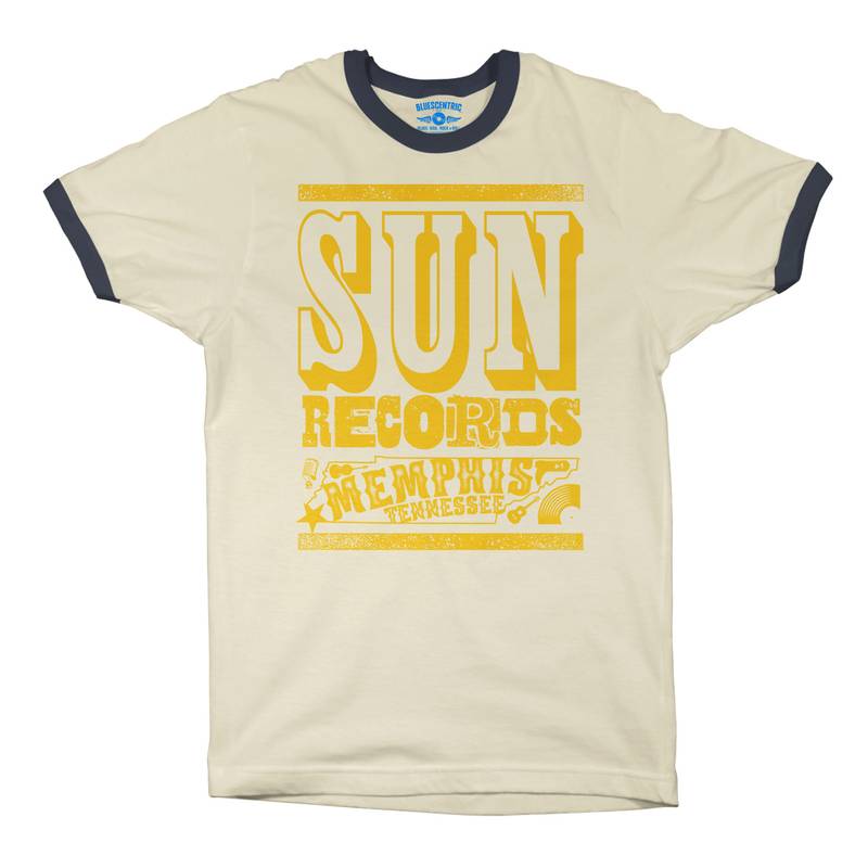 Sun Records Tennessee Home Ringer T-Shirt in Natural Midnight Navy