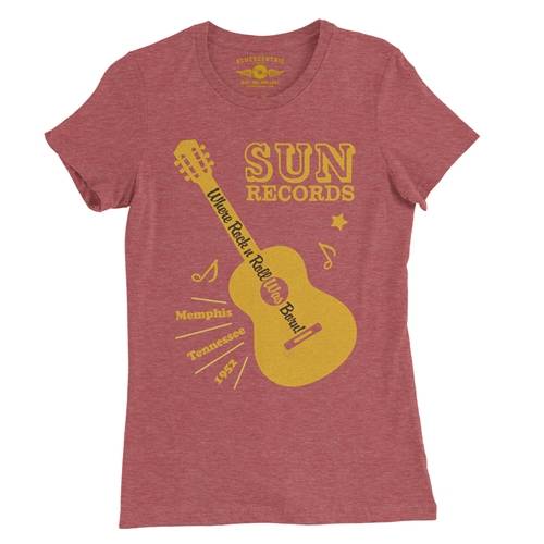 Sun Records Halftone Guitar Ladies T Shirt - Relaxed Fit