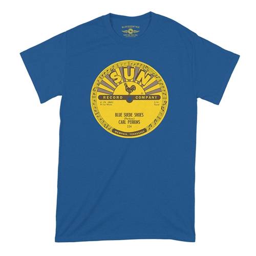Sun Records Carl Perkins Blue Suede Shoes T-Shirt - Classic Heavy Cotton