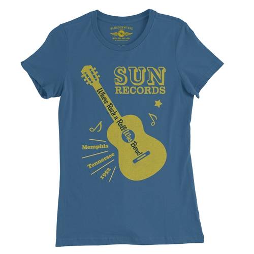 Sun Records Halftone Guitar Ladies T Shirt - Relaxed Fit
