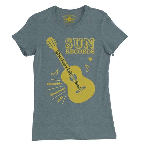 Sun Records Halftone Guitar Ladies T Shirt - Relaxed Fit
