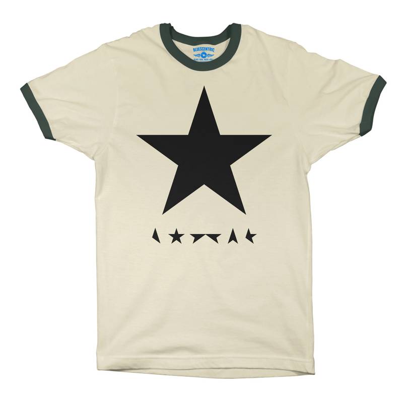 David Bowie Blackstar Album Cover Ringer T-Shirt in Natural Forest Green