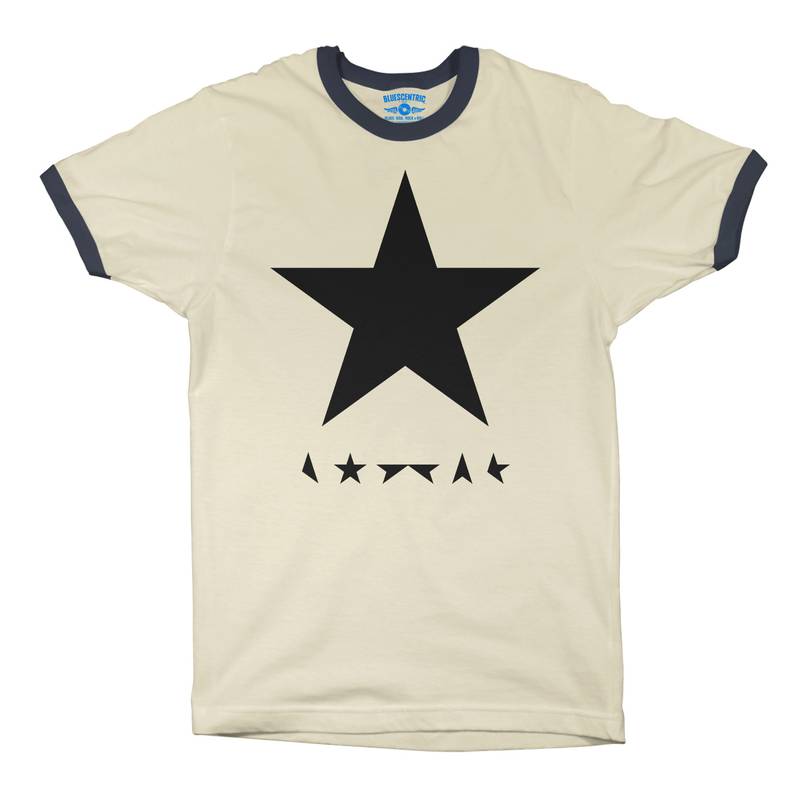 David Bowie Blackstar Album Cover Ringer T-Shirt in Natural Midnight Navy
